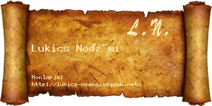 Lukics Noémi névjegykártya